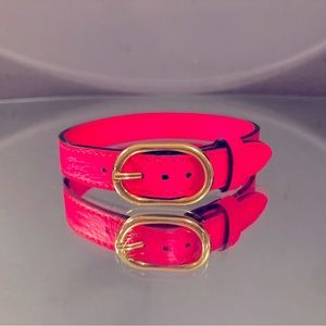 Gucci GUCCI collar leather unisex neon pink small pet 🦊❤️🐶💙🐱
